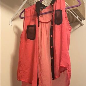 Black and pink see through top